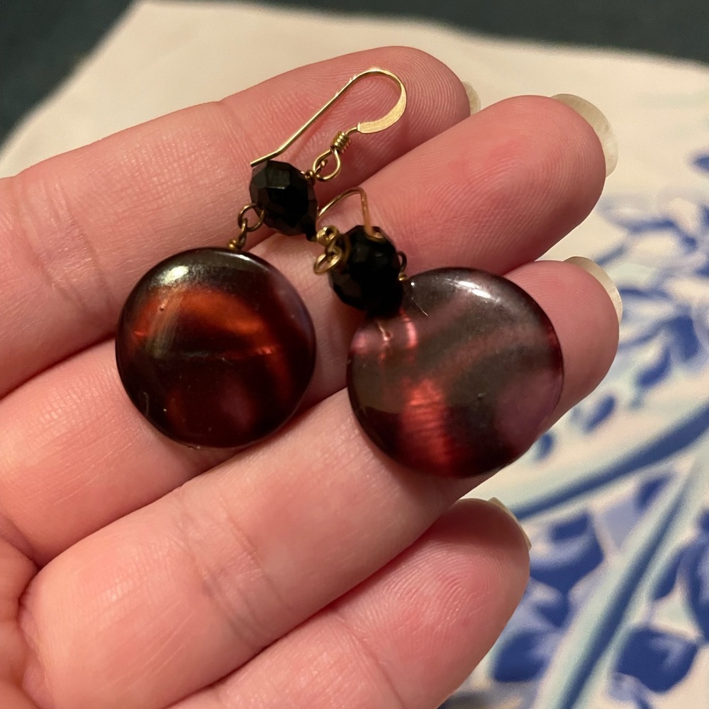 Red tortoise shell style earrings
